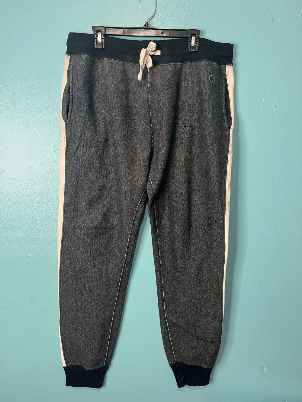 Champion Men's Dark Gray Joggers with White Side Stripes